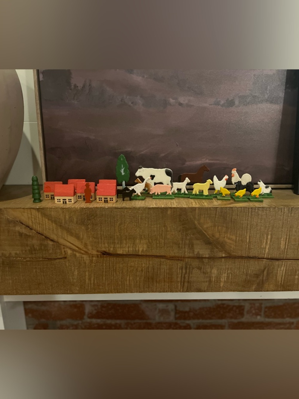 Vintage German FolkArt Wood Farm Set 25 Pieces Miniature Painted Farm Erzgebirge